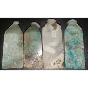 4 High Grade Blu/Green Skeletal Aragonite, Crystal White Agate, Amazonite Towers